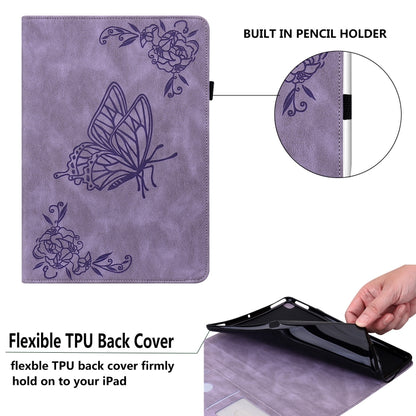 For Samsung Galaxy Tab S5e/T720/T725 Butterfly Flower Embossed Leather Tablet Case(Purple) by bashfashion
