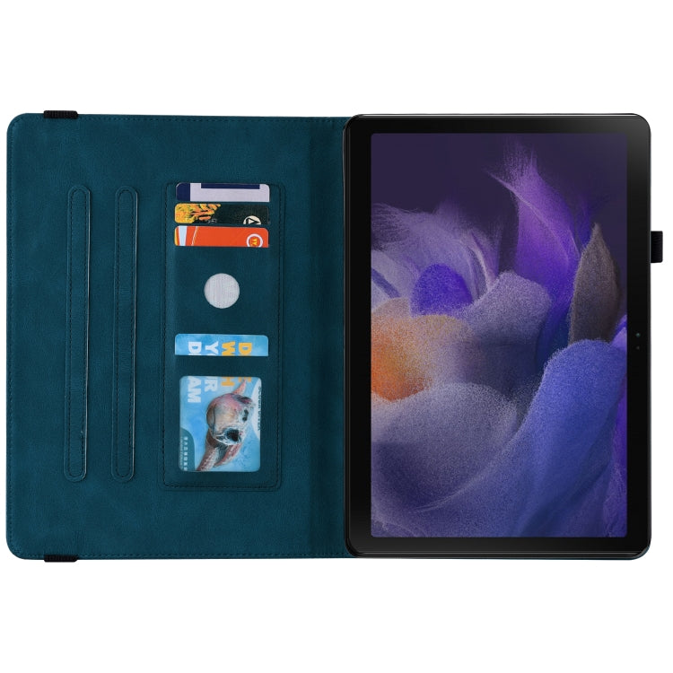 For Samsung Galaxy Tab A11 / А9 Butterfly Flower Embossed Leather Tablet Case(Blue) by bashfashion
