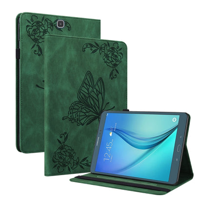 For Samsung Galaxy Tab A 9.7 T550 T555 Butterfly Flower Embossed Leather Tablet Case(Green) by bashfashion