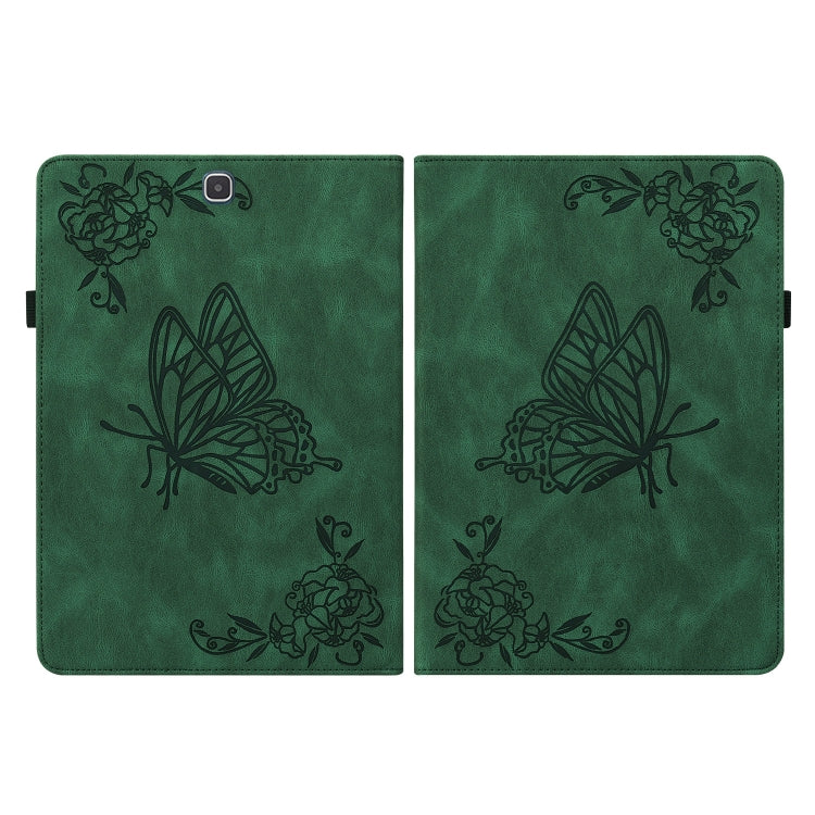 For Samsung Galaxy Tab A 9.7 T550 T555 Butterfly Flower Embossed Leather Tablet Case(Green) by bashfashion