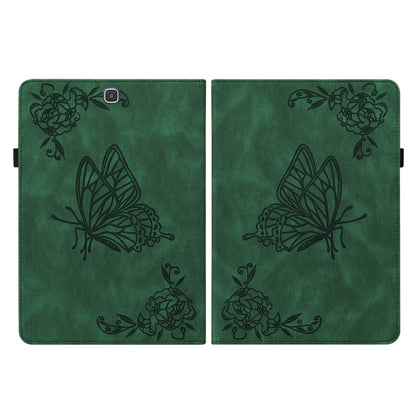 For Samsung Galaxy Tab A 9.7 T550 T555 Butterfly Flower Embossed Leather Tablet Case(Green) by bashfashion