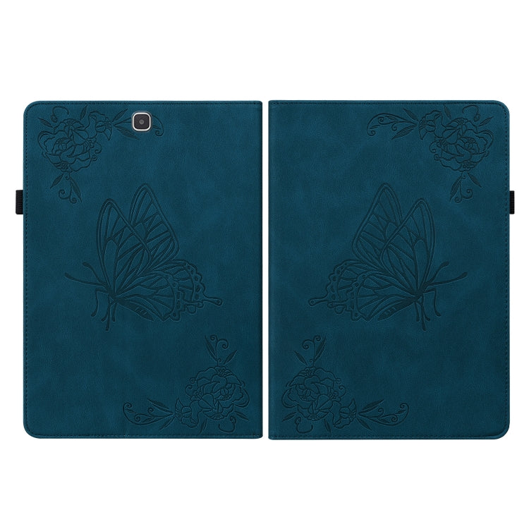 For Samsung Galaxy Tab A 9.7 T550 T555 Butterfly Flower Embossed Leather Tablet Case(Blue) by bashfashion