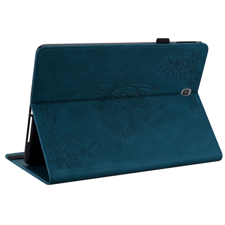 For Samsung Galaxy Tab A 9.7 T550 T555 Butterfly Flower Embossed Leather Tablet Case(Blue) by bashfashion