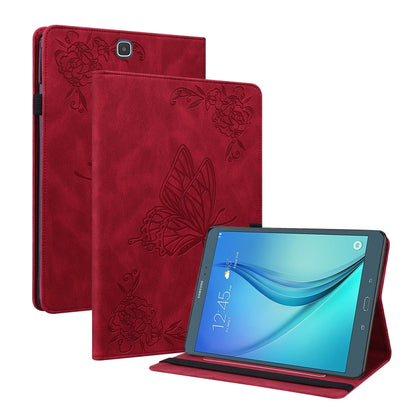 For Samsung Galaxy Tab A 9.7 T550 T555 Butterfly Flower Embossed Leather Tablet Case(Red) by bashfashion