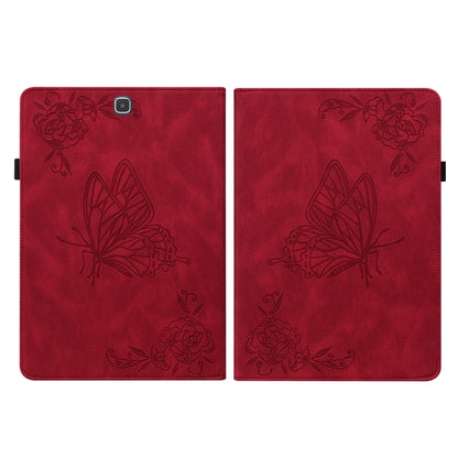For Samsung Galaxy Tab A 9.7 T550 T555 Butterfly Flower Embossed Leather Tablet Case(Red) by bashfashion