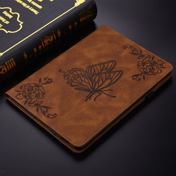 For Samsung Galaxy Tab A 9.7 T550 T555 Butterfly Flower Embossed Leather Tablet Case(Brown) by bashfashion
