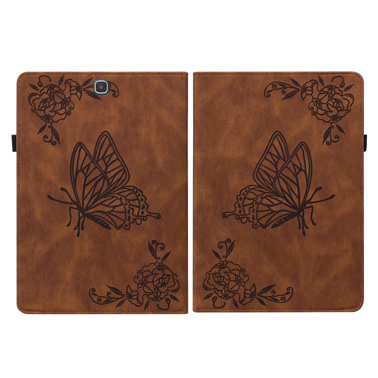 For Samsung Galaxy Tab A 9.7 T550 T555 Butterfly Flower Embossed Leather Tablet Case(Brown) by bashfashion