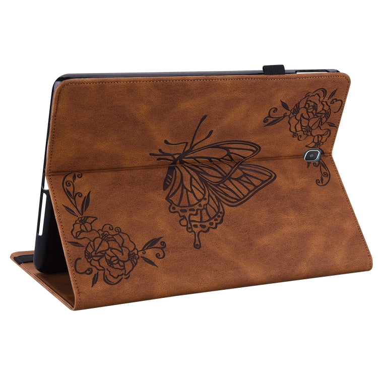 For Samsung Galaxy Tab A 9.7 T550 T555 Butterfly Flower Embossed Leather Tablet Case(Brown) by bashfashion