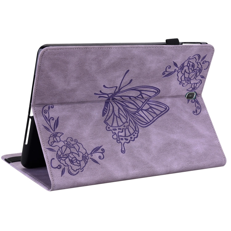 For Samsung Galaxy Tab A 9.7 T550 T555 Butterfly Flower Embossed Leather Tablet Case(Purple) by bashfashion