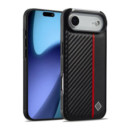 For iPhone Air LC.IMEEKE 3 in 1 Carbon Fiber Texture Shockproof Phone Case(Black) by LC.IMEEKE