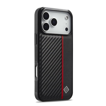 For iPhone 17 Pro LC.IMEEKE 3 in 1 Carbon Fiber Texture Shockproof Phone Case(Black) by LC.IMEEKE