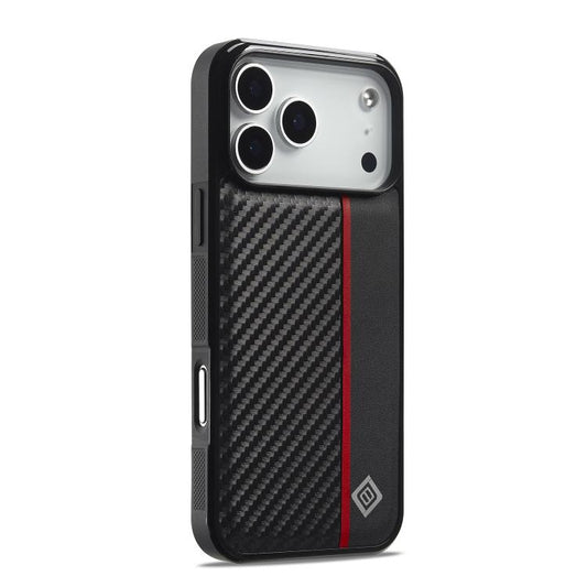 For iPhone 17 Pro LC.IMEEKE 3 in 1 Carbon Fiber Texture Shockproof Phone Case(Black) by LC.IMEEKE