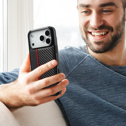 For iPhone 17 Pro LC.IMEEKE 3 in 1 Carbon Fiber Texture Shockproof Phone Case(Black) by LC.IMEEKE