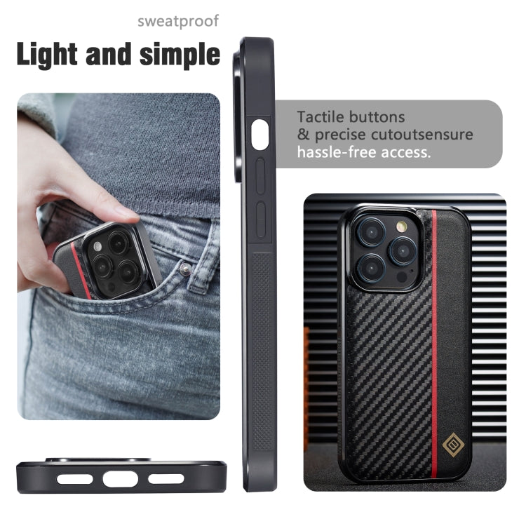 For iPhone 17 Pro LC.IMEEKE 3 in 1 Carbon Fiber Texture Shockproof Phone Case(Black) by LC.IMEEKE