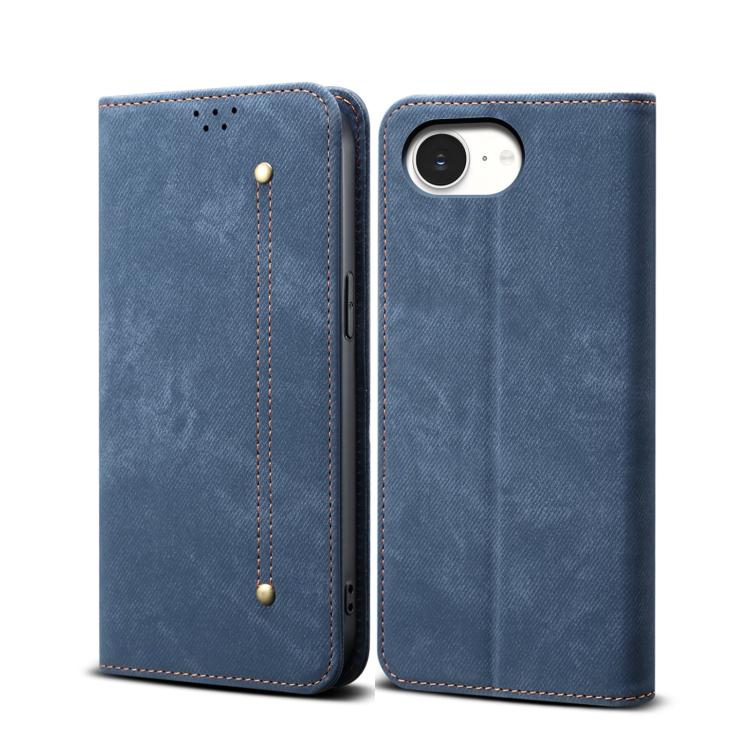 For iPhone 16e Denim Texture Casual Style Horizontal Flip Leather Case(Blue) by bashfashion