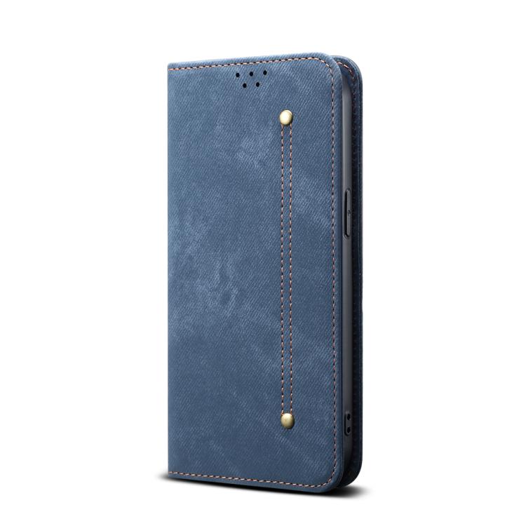 For iPhone 16e Denim Texture Casual Style Horizontal Flip Leather Case(Blue) by bashfashion