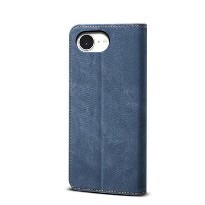 For iPhone 16e Denim Texture Casual Style Horizontal Flip Leather Case(Blue) by bashfashion