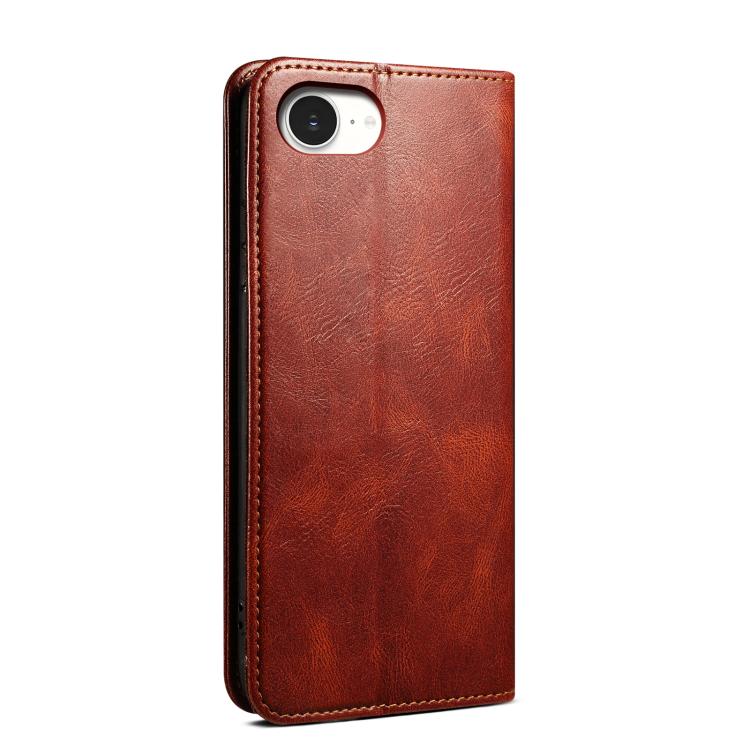 For iPhone 16e Oil Wax Crazy Horse Texture Leather Phone Case(Brown) by bashfashion