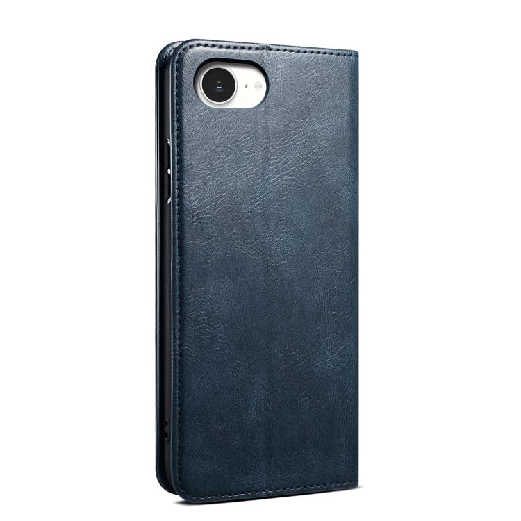 For iPhone 16e Oil Wax Crazy Horse Texture Leather Phone Case(Blue) by bashfashion