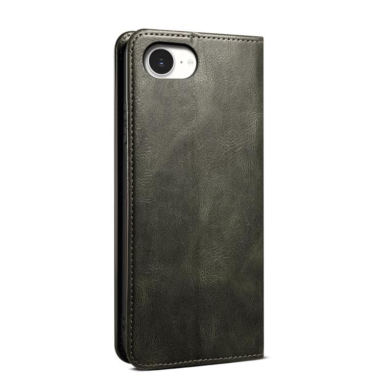 For iPhone 16e Oil Wax Crazy Horse Texture Leather Phone Case(Green) by bashfashion