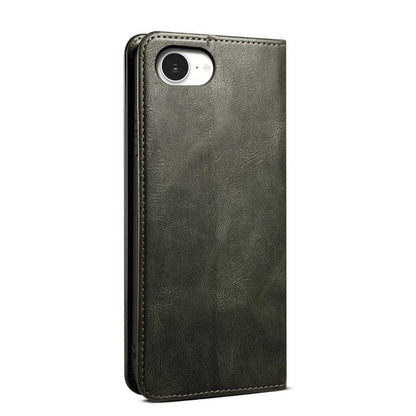 For iPhone 16e Oil Wax Crazy Horse Texture Leather Phone Case(Green) by bashfashion