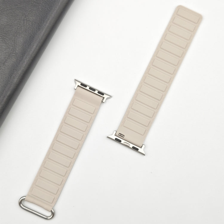 For Apple Watch Series 8 45mm Reverse Buckle Magnetic Silicone Watch Band(Silver Buckle Starlight) by bashfashion