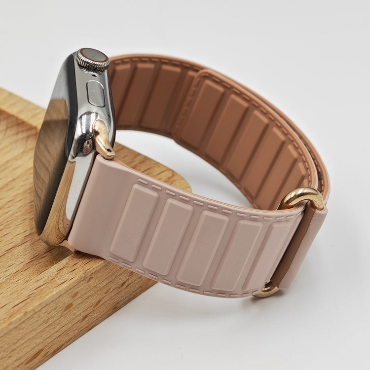 For Apple Watch Series 6 40mm Reverse Buckle Magnetic Silicone Watch Band(Rose Buckle Pink) by bashfashion
