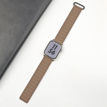 For Apple Watch Ultra 2 49mm Reverse Buckle Magnetic Silicone Watch Band(Black Buckle Coffee) by bashfashion