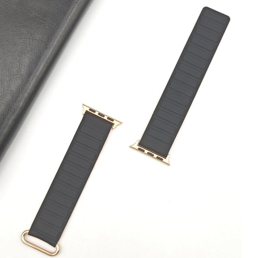 For Apple Watch SE 2023 40mm Reverse Buckle Magnetic Silicone Watch Band(Rose Buckle Black Orange) by bashfashion