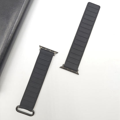 For Apple Watch Series 10 42mm Reverse Buckle Magnetic Silicone Watch Band(Black Buckle Black Brown) by bashfashion