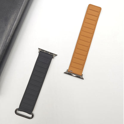 For Apple Watch Series 10 42mm Reverse Buckle Magnetic Silicone Watch Band(Black Buckle Black Brown) by bashfashion