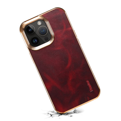 For iPhone 15 Pro Denior Oil Wax Cowhide Plating Phone Case(Red) by Denior
