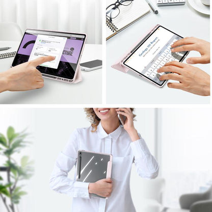 For Samsung Galaxy Tab S10 FE+ DUX DUCIS TOBY Series Antiskid Leather Tablet Case with Sleep / Wake-up Function(Pink) by DUX DUCIS