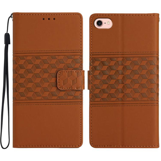 For iPhone 16e Diamond Embossed Skin Feel Leather Phone Case(Brown) by bashfashion