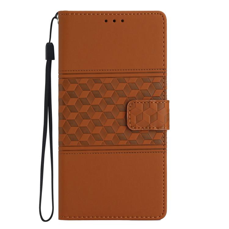 For iPhone 16e Diamond Embossed Skin Feel Leather Phone Case(Brown) by bashfashion