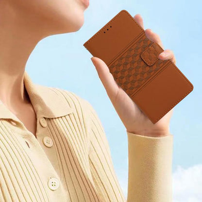 For iPhone 16e Diamond Embossed Skin Feel Leather Phone Case(Brown) by bashfashion