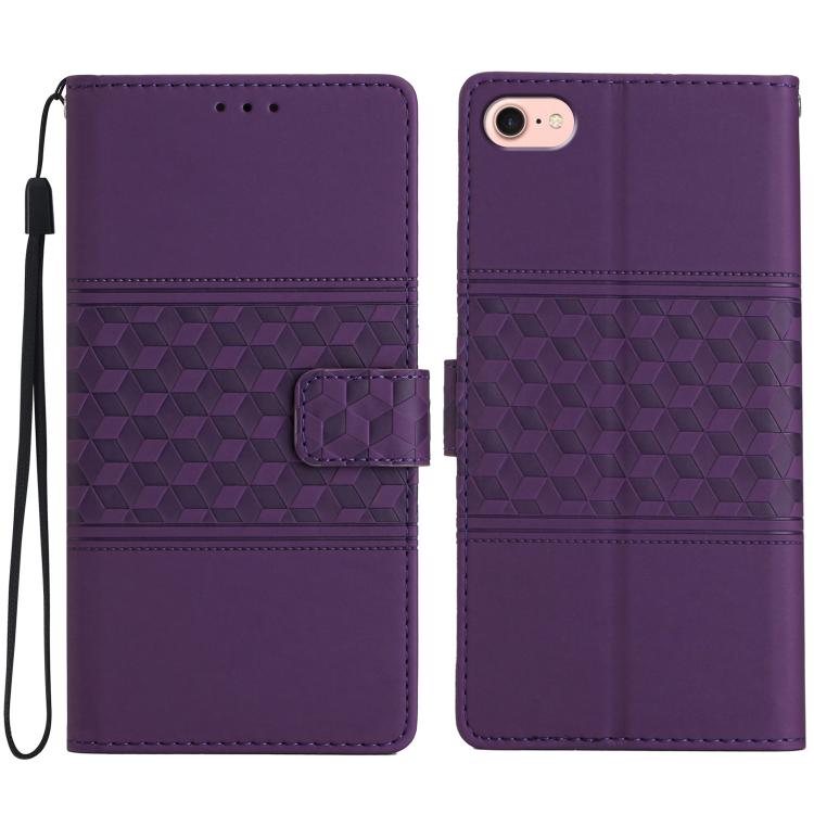 For iPhone 16e Diamond Embossed Skin Feel Leather Phone Case(Purple) by bashfashion