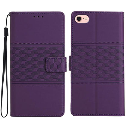 For iPhone 16e Diamond Embossed Skin Feel Leather Phone Case(Purple) by bashfashion