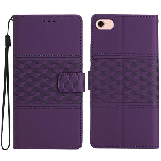 For iPhone 16e Diamond Embossed Skin Feel Leather Phone Case(Purple) by bashfashion