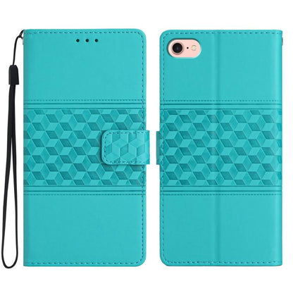 For iPhone 16e Diamond Embossed Skin Feel Leather Phone Case(Blue) by bashfashion