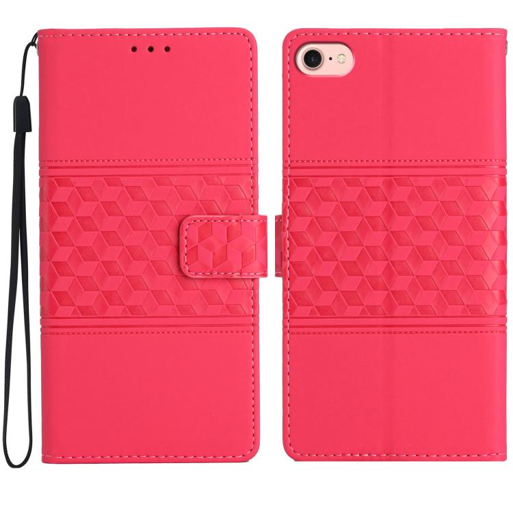 For iPhone 16e Diamond Embossed Skin Feel Leather Phone Case(Red) by bashfashion