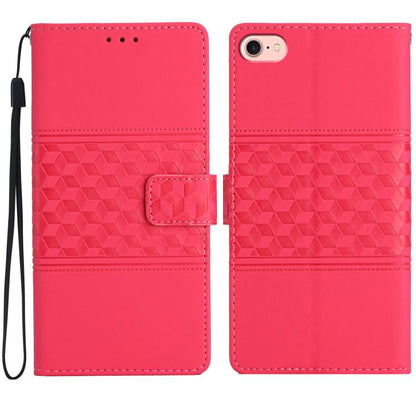 For iPhone 16e Diamond Embossed Skin Feel Leather Phone Case(Red) by bashfashion