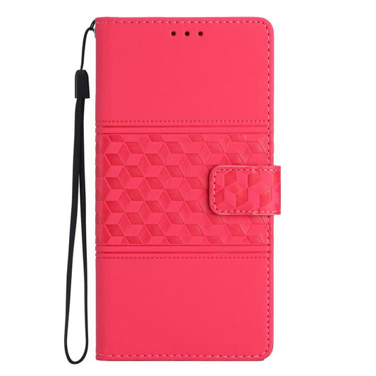 For iPhone 16e Diamond Embossed Skin Feel Leather Phone Case(Red) by bashfashion
