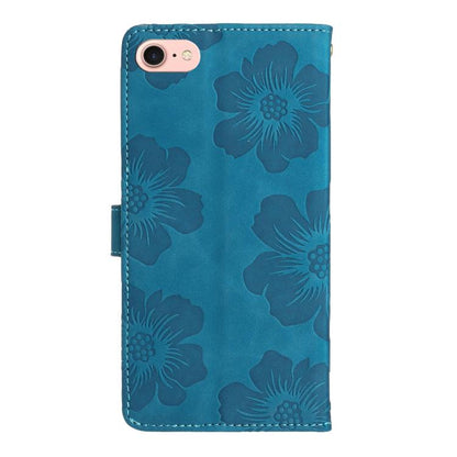 For iPhone 16e Flower Embossing Pattern Leather Phone Case(Blue) by bashfashion