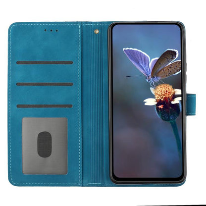 For iPhone 16e Flower Embossing Pattern Leather Phone Case(Blue) by bashfashion