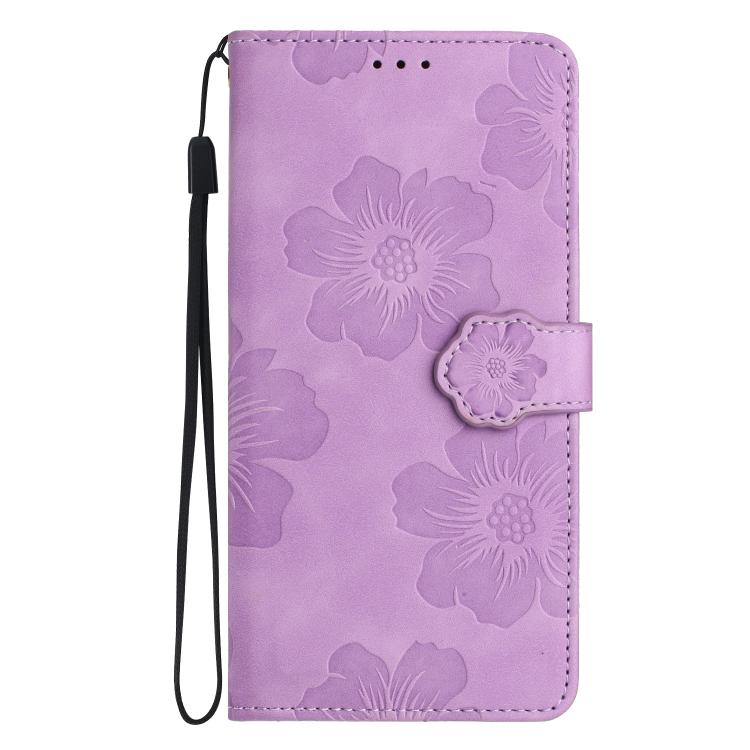 For iPhone 16e Flower Embossing Pattern Leather Phone Case(Purple) by bashfashion