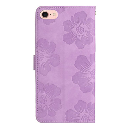 For iPhone 16e Flower Embossing Pattern Leather Phone Case(Purple) by bashfashion