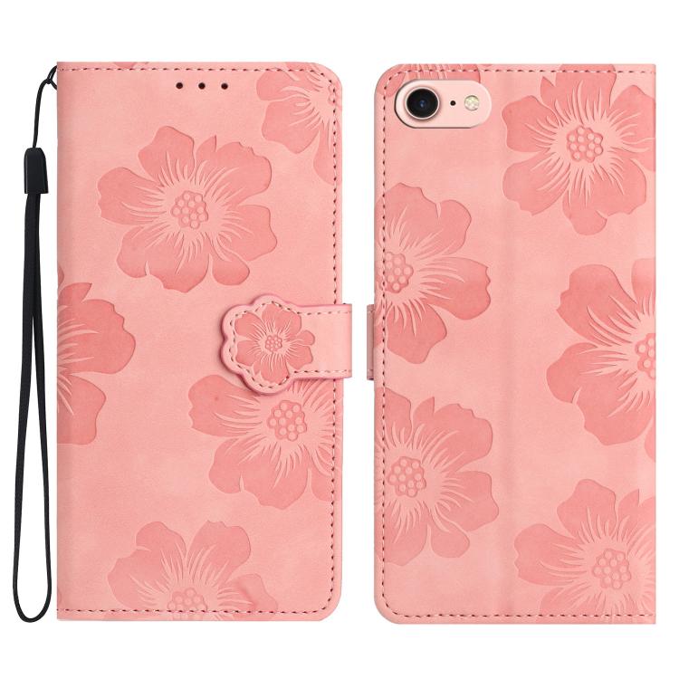 For iPhone 16e Flower Embossing Pattern Leather Phone Case(Pink) by bashfashion