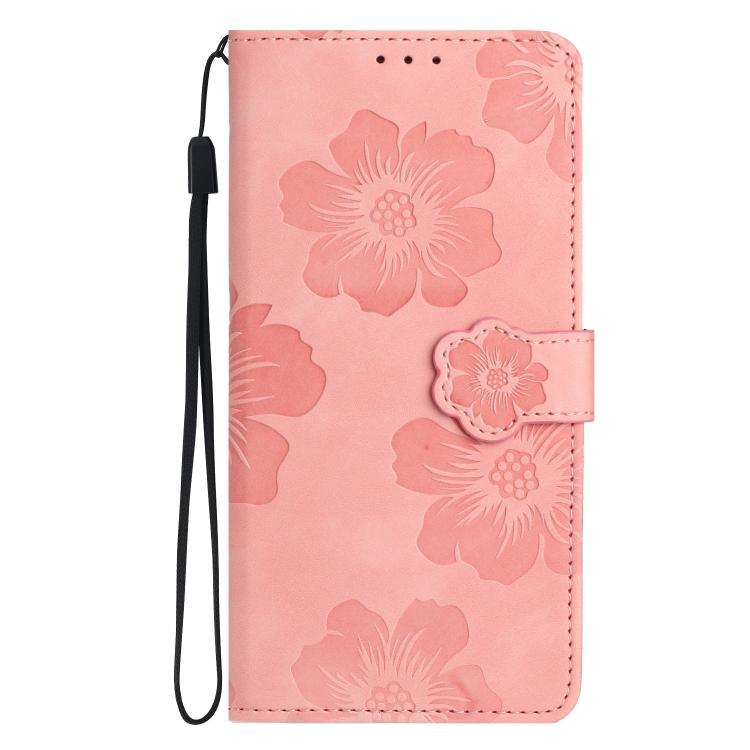 For iPhone 16e Flower Embossing Pattern Leather Phone Case(Pink) by bashfashion