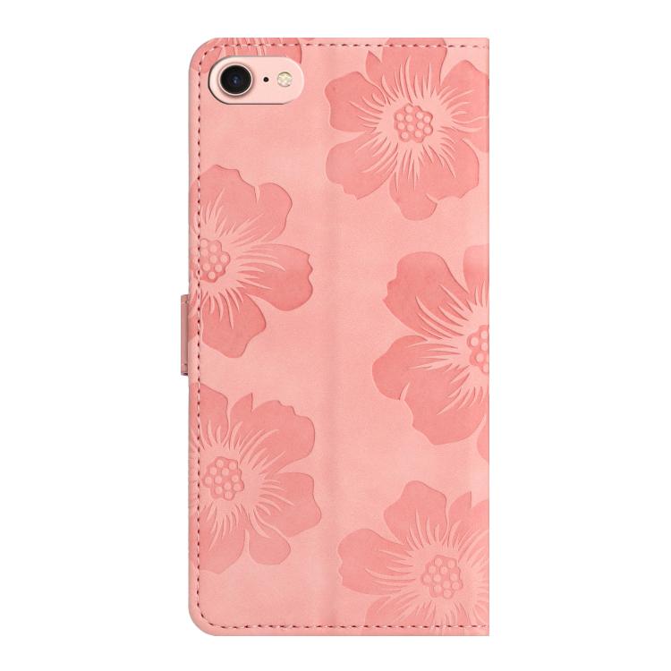 For iPhone 16e Flower Embossing Pattern Leather Phone Case(Pink) by bashfashion